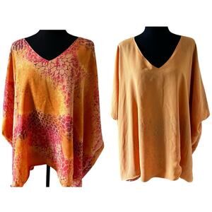 Hutton Wilkinson Women’s Reversable Handkerchief Top Orange Size 1X